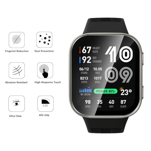 5 Pack Tempered Glass for Amazfit Bip Max 50mm Screen Protector,9H Hardness,Ultra Resistant,Anti-Fingerprints,No Bubbles,HD-Clear,Full Coverage Watch Film for Amazfit Bip Max - color: Amazfit Bip Max