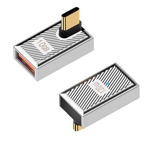 Duttek Right Angle USB C to USB A Adapter 120W 10Gbps, 90 Degree USB A to C Adapter, Type C Female to Type A Male Converter Fast Charging Compatible with MacBook, Tablet, Samsung Galaxy 2 Pack - style: Middle Angle C Male to A Female Adapter