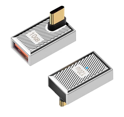 Duttek Right Angle USB C to USB A Adapter 120W 10Gbps, 90 Degree USB A to C Adapter, Type C Female to Type A Male Converter Fast Charging Compatible with MacBook, Tablet, Samsung Galaxy 2 Pack - style: Middle Angle C Male to A Female Adapter