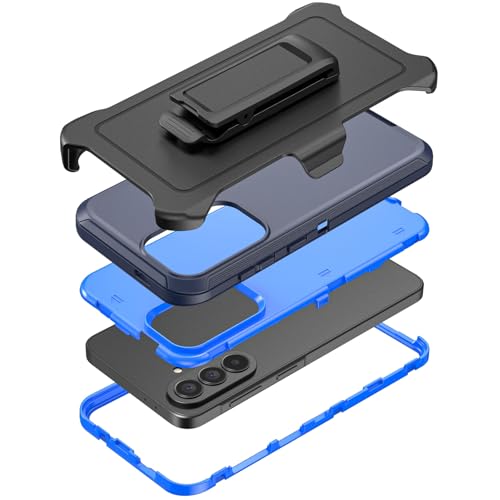 Compatible with Samsung Galaxy A37 Case, with Belt Clip Holster Heavy Duty Rugged Shockproof Full Body Protection Kickstand Cover for Samsung Galaxy A37 Phone (Blue) - color: Blue