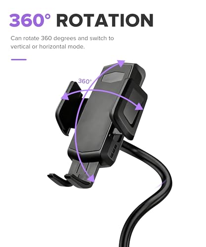 Car Cup Holder Phone Mount,Car Accessories 2-in-1 Adjustable Phone Cup Holder with Flexible Gooseneck & 360° Rotatable Cradle for 4"-7" Smartphones,Fits Most Standard Vehicle Cup Holders