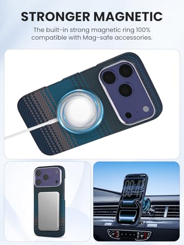 Aramid fiber Ultra-Thin Magnetic Caseless Feel Case for iPhone 17 Pro | Handwoven 600D aramid, Lightweight , compatible with MagSafe, Caseless Feel, case for iPhone 17 pro,Sunrise Blue - color: Sunrise Blue