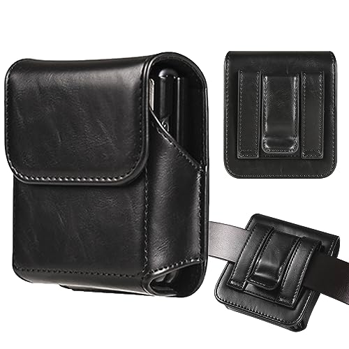 Holster for Samsung Galaxy Z Flip 7/6/5, Premium Leather Phone Pouch with Belt Clip Belt Case for Motorola Razr Plus, Moto Razr -Black - color: Black