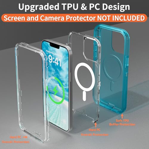 Follaroma Magnetic for iPhone 12 Pro Max Case, Heavy Duty Cases, Blue, 6.7" | Compatible with MagSafe, Heavy Duty Shock proof Protection, Military-Grade Anti-Drop, Dual Layer Transparent Protective Cover - color: Blue, size: iPhone 12 Pro Max 6.7''