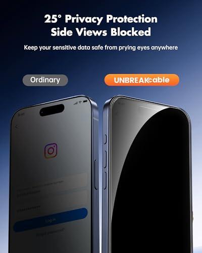 UNBREAKcable Privacy Screen Protector for iPhone 15 Pro Max - 3 Pack - size: iPhone 15 Pro Max