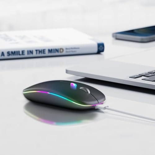 Afaartcci Rechargeable Wireless Mouse, Silent Bluetooth Mouse (Black) - color: Black