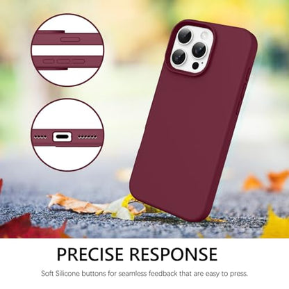 GUAGUA Compatible with iPhone 16 Pro Case 6.3 Inch Liquid Silicone Soft Gel Rubber Slim Thin Microfiber Lining Cushion Texture Cover Shockproof Protective Phone Case for iPhone 16 Pro, Wine Red - color: Wine Red, size: iPhone 16 Pro