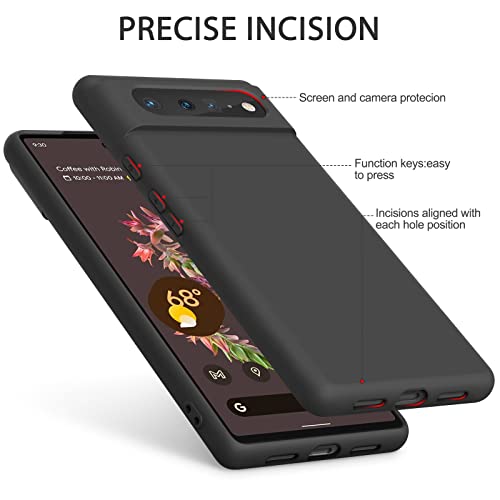 Silicone Phone Case Compatible with Google Pixel 6, Soft Protective Smart Phone Case for Women Men, Durable Anti-Scratch Shockproof Phone Cover Black - color: Black