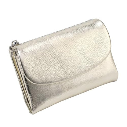 Unisex Pebble Leather Wallet, 5.3In Short Genuine Leather Coin Card Holder, Unisex Clutch Bags, Can Hold Coins, Id Cards - color: Gold