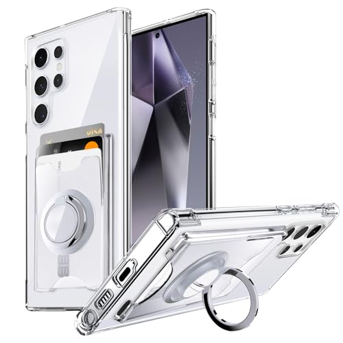 Shields Up for Samsung Galaxy S24 Ultra Case, Minimalist Wallet Case with Card Holder & Ring Kickstand/Stand, Slim Protective Shockproof Cover for Samsung S24 Ultra - Clear - color: Clear, size: Galaxy S24 Ultra