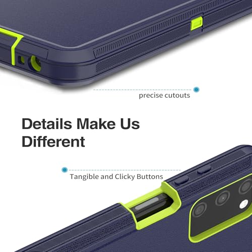 for Samsung Galaxy A03S Case, Heavy Duty Protective Case with [3 in 1] Rugged Rubber Shockproof Protection Cover for Galaxy A03S(Dark Blue/Green) - color: Dark blue/Green