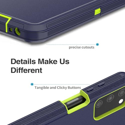 for Samsung Galaxy A03S Case, Heavy Duty Protective Case with [3 in 1] Rugged Rubber Shockproof Protection Cover for Galaxy A03S(Dark Blue/Green) - color: Dark blue/Green