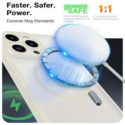 Magnetic Case for iPhone 13 Pro 6.1-Inch, [Compatible with Magsafe][Full Camera Protection] Ultra Slim Translucent Matte Shockproof Protection Phone Cover-Clear - color: White, size: iPhone 13 Pro