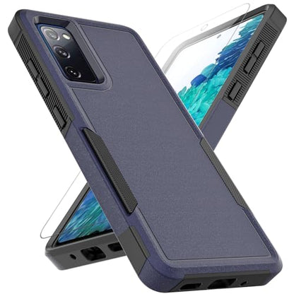 for Samsung Galaxy S20 FE 5G Case: Dual Layer Protective Heavy Duty Cell Phone Cover Shockproof Rugged with Screen Protector - Military Protection Bumper Tough - Samsung Galaxy S20 FE 5G, Blue - color: Navy Blue (PC) + Black (TPU)