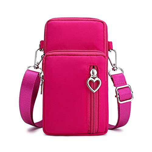 Women Crossbody Cell Phone Purse Case Armband Bag for iPhone 12 13 Mini 14 15 Plus 11 Pro Max Google Pixel 6a 7a 8a 6 7 8 Pro - color: Rose Red