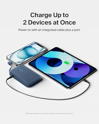 Belkin 10000mAh 20W USB C Power Bank, Portable Charger for iPhone & iPad - color: Blue, style: 10K mAh