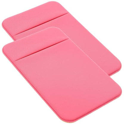 BETOOKY 2pcs Adhesive Phone Wallet Card Holders for Smartphones Elastic Stretch Fabric Back Pocket Credit Cell Phone Wallets Pink Mobile Card Bag for Travel and Daily Use