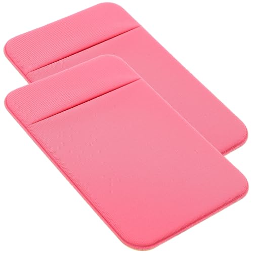 INOOMP 2pcs Adhesive Phone Card Holder Sticky Wallet Back Pocket Stretch Holder for Smartphones Credit Card Wallet Pink Elastic Fabric