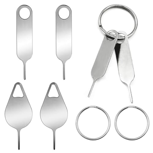 2 Pcs Specially Sized Sim Card Tray Removal Key + 2 Pcs Universal Sim Card Tray Removal Key Eject Pins, with 2 Key Rings, for Samsung Galaxy Galaxy Note Z Fold Series iPhone iPad Google Phone
