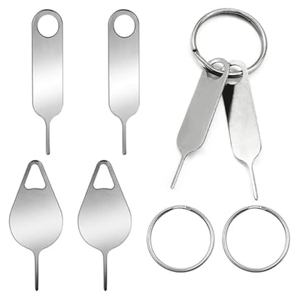 2 Pcs Specially Sized Sim Card Tray Removal Key + 2 Pcs Universal Sim Card Tray Removal Key Eject Pins, with 2 Key Rings, for Samsung Galaxy Galaxy Note Z Fold Series iPhone iPad Google Phone