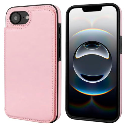 ONETOP for iPhone 17e/16e Wallet Case with Credit Card Holder,Pink | Kickstand,ID/Cash Holder,Case Wallet with Card Slots,Double Magnetic Clasp,Durable PU Leather Shockproof Cover for Women Men - color: Pink