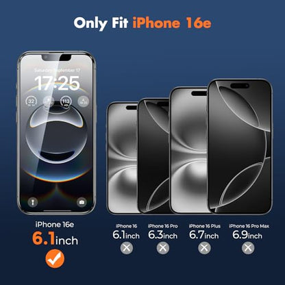 UNBREAKcable for iPhone 16e Screen Protector, 3-Pack Shatterproof Tempered Glass [Easy Installation Frame] [99.99% HD Clear] [9H Hardness] [Case Friendly] [Bubble Free] for Apple iPhone 16e 6.1 inch - size: iPhone 16e