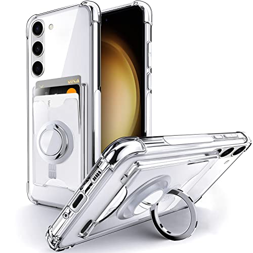 Shields Up for Samsung Galaxy S23 Plus Case, Minimalist Wallet Case with Card Holder & Ring Stand, [Drop Protection] Slim Protective Shockproof Cover for Samsung S23 Plus - Clear - color: Clear, size: Galaxy S23 Plus
