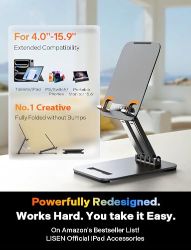 LISEN iPad Stand Tablet Holder for Desk, Kindle Accessories Stand for Apple - color: Black