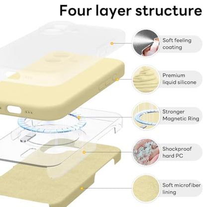 Vooii Magnetic for iPhone 17 Case, Compatible with Magsafe (Premium Liquid Silicone) (Integrated Camera Control Button) Full Body Protective Anti-Scratch Microfiber Lining 6.3", Creamy Yellow - color: Creamy Yellow, size: iPhone 17