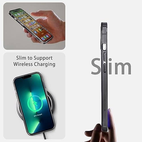 JJGoo Compatiable with iPhone 13 Pro max Case Clear, Transparent Shockproof Phone Case, Slim Anti-Scratch Hard PC Back Protective Cover Bumper, Transparent Black - color: Transparent Black