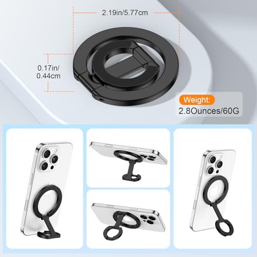 Magnetic Ring Holder Dual-Sided MagSafe Phone Grip for iPhone 17 16 Pro Max - color: Pure Black