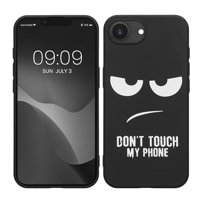 kwmobile TPU Silicone Case Compatible with Apple iPhone 17e / iPhone 16e - Case Soft Cover - Don't Touch My Phone White/Black - size: iPhone 17e / iPhone 16e