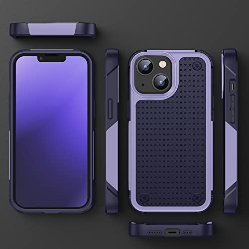 Designed for iPhone 14 Case iPhone 13 Case 2 in 1 Gift Militay Grade Drop Protective Rugged Heavy Duty Cover Shockproof Case for iPhone 14 Phone Case for Women Men boy Girl (Purple+Blue) - color: Purple+Blue