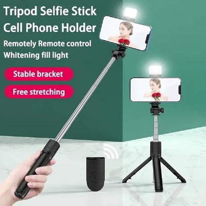 XIHAMA Selfie Stick Tripod with Light,3 in 1 Extendable Selfie Stick with Wireless Remote,Portable Phone Tripod Stand Compatible with iPhone 16 15 14,Samsung Smartphone and More - color: White+Light