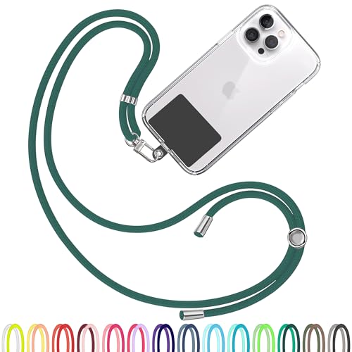 TBOC Cell Phone Lanyard [Dark Green] - Comfortable Universal Smartphone Lanyard - Easy to Use Neck Phone Holder [Black Patch] - Adjustable Length Phone Strap Crossbody - Fits All Mobile Phones - color: Dark Green