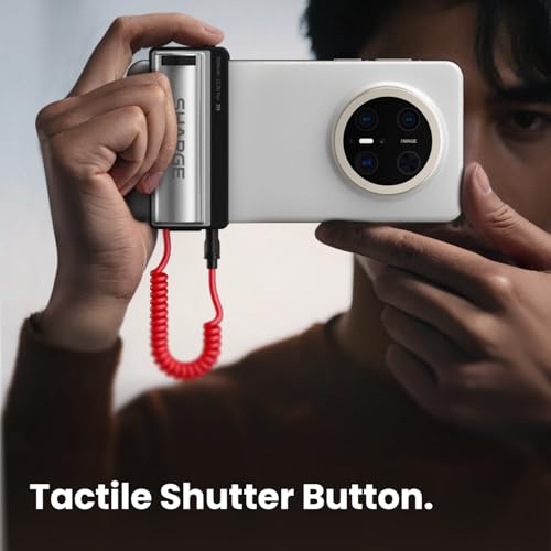 Sharge 22.5W 5000mAh Power Bank with Camera Grip, Built-in Coiled USB-C Cable, Detachable Remote, Handle Holder for iPhone & Android Smartphone