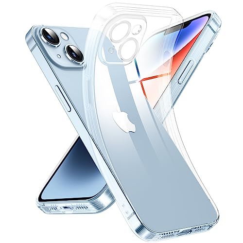 Supdeal Crystal Clear Case for iPhone 14, [Not Yellowing] [Camera Protection] [Military Grade Drop Tested] Transparent Shockproof Protective Soft Silicone Slim Cover, 6.1 inch, Transparent - color: Transparent, size: iPhone 14