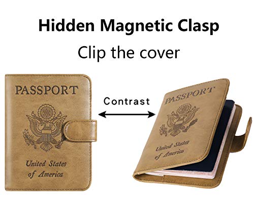 Passport Holder Cover Wallet RFID Blocking, Travel Essentials | Leather Card Case, Travel Accessories for Women Men, Brown - color: Brown