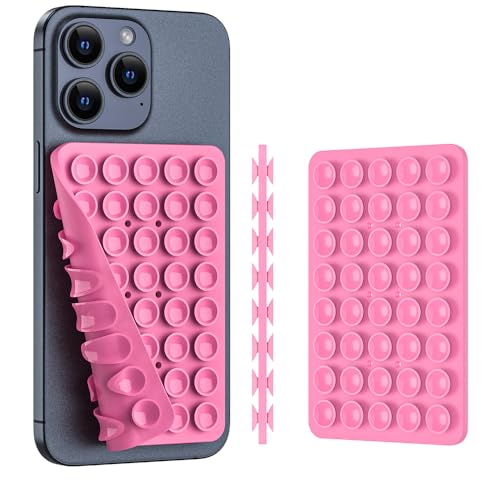 Double Sided Silicone Suction Phone Holder Mount, Silicon Accessory for iPhone and Android, Hands-Free Mirror Shower Phone Holder, TikTok Videos and Selfies (Combo G) - color: Combo G