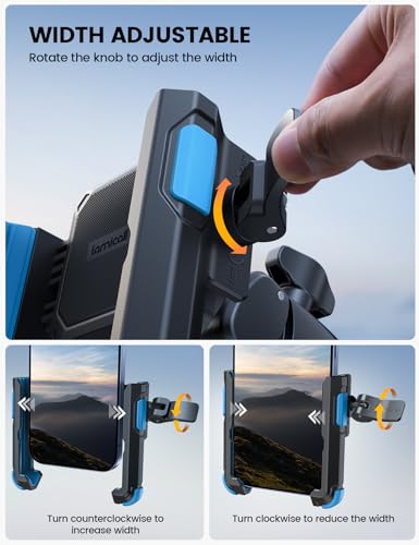Lamicall Motorcycle Bike Phone Mount, 1s Quick Release Bike Phone Holder - color: Blue