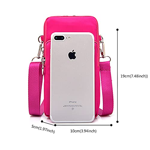 Women Crossbody Cell Phone Purse Case Armband Bag for iPhone 12 13 Mini 14 15 Plus 11 Pro Max Google Pixel 6a 7a 8a 6 7 8 Pro - color: Rose Red