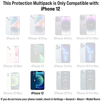 Scooch® Tempered Glass Multipack for iPhone 12, 3 Screen Protectors and 2 Camera Lens Protectors, Premium 9H Tempered Glass, Anti-Scratch, Anti-Fingerprint, Impact Resistant - size: iPhone 12