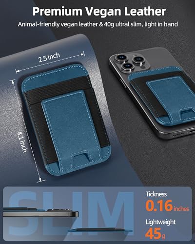 Upgraded for Magsafe Wallet, 7 Card Holder, RFID Blocking, Strongest Magnet | Magnetic Wallet for iPhone 17/16/15/14/13/12 Series, Magnetic Card Holder, 2 Card Slots, Vegan Leather, Dark Blue Green - color: Dark Blue Green-Upgraded