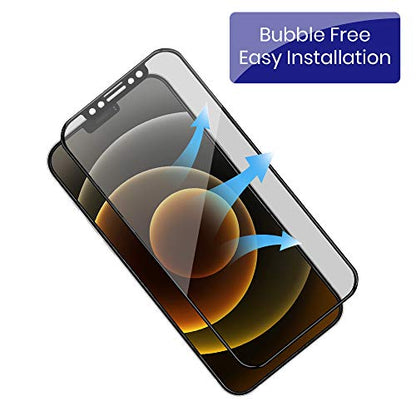 4 Way 360° Privacy Tempered Glass Screen Protector Designed for iPhone 12 / iPhone 12 Pro [6.1" ] (2020), Horizontal and Vertical Anti Spy 9H Scratch Resistant Case Friendly, 2 Pack