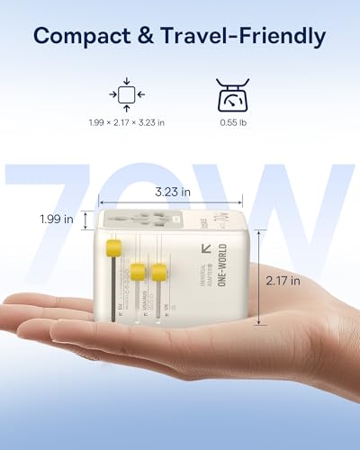 Baseus 70W Universal Travel Adapter, 6-in-1 International Plug Adapter - color: White, size: 70W