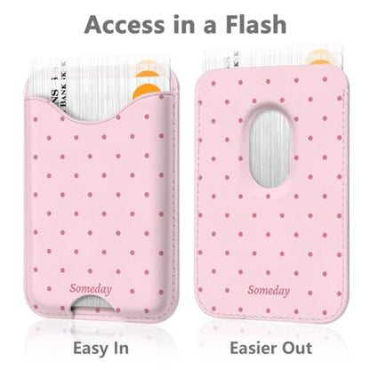 Polka Dots Magnetic Wallet Compatible with Magsafe Wallets for iPhone 17/16/15/14/13/12 Series Pro Max Plus Cute Phone Magnet Card Holder Fit 3 Cards for Women Girl Lether Mag Safe Pink - color: Polka Dots (Pink)