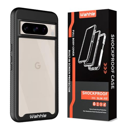 Compatible with Google Pixel 8 Pro Case, Built in Screen Protector Full Body Shockproof Slim Fit Bumper Protective Phone Cover Men Women-Black/Clear - size: Google Pixel 8 Pro