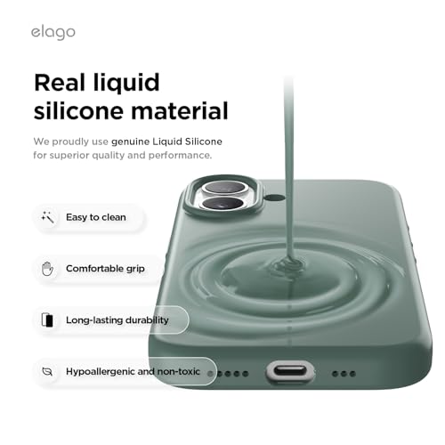 elago Premium Magnetic Silicone Case for iPhone 17 Midnight Green | Compatible with MagSafe, Liquid Silicone Material, Protection, Shockproof, Slim Phone (Midnight Green) - color: Midnight Green, size: iPhone 17