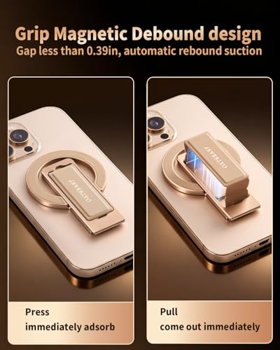 Magnetic Aluminum Phone Ring Grip Stand for iPhone 12-17 Pro Max - color: Rose Gold