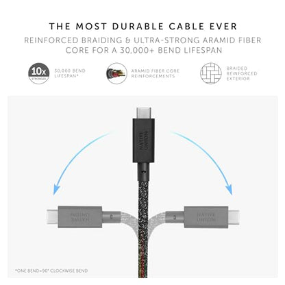 Native Union Anchor Cable 240W – 10ft Reinforced Braided USB-C to USB-C Power Delivery 3.1 Charging Cable with Weighted Knot – for iPhone 17 Pro Max/17e, MacBook Pro 14"/16" M5, Air M5, Neo (Cosmos) - color: Cosmos